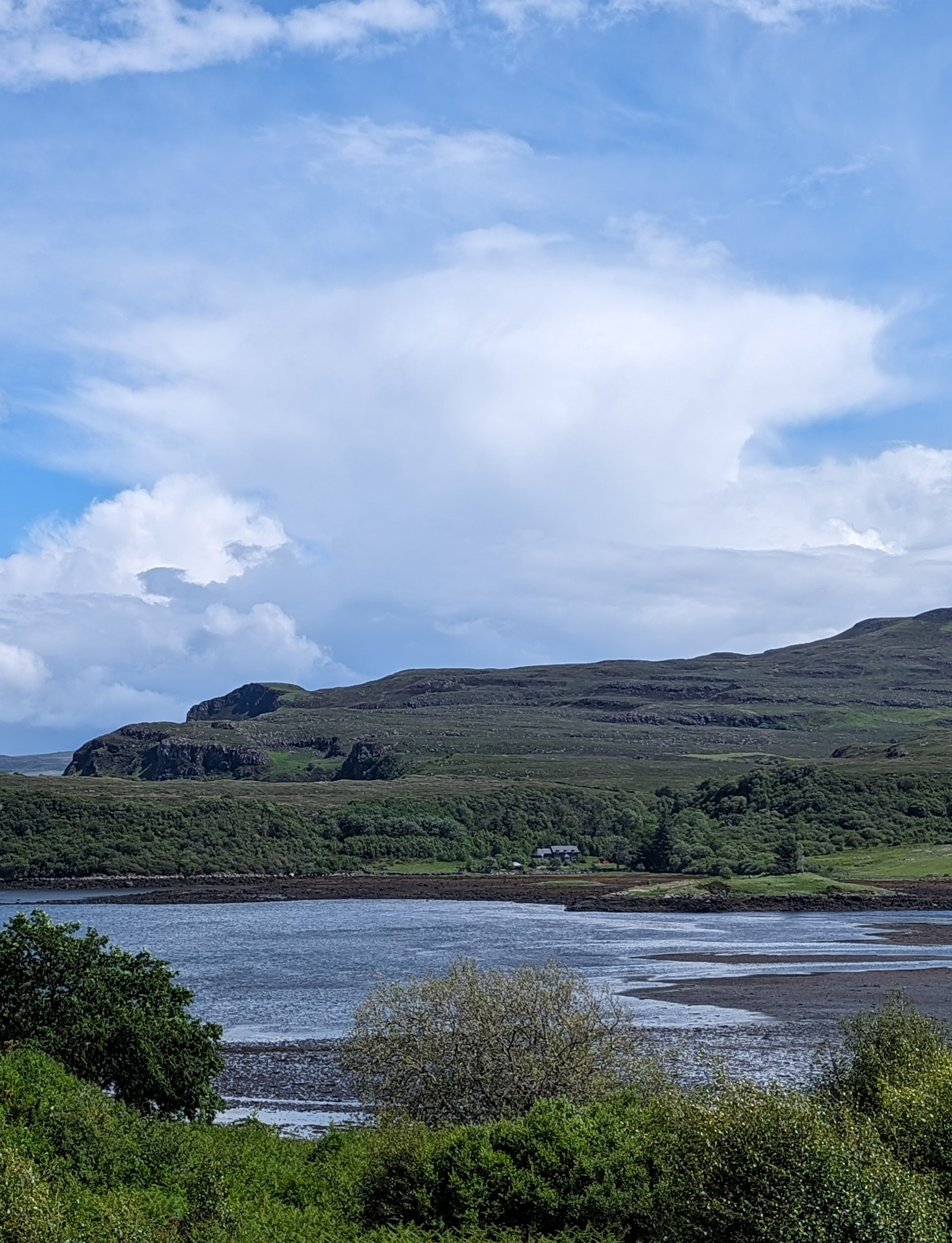 Heavy shower clouds, looking east from Portree on Skye.